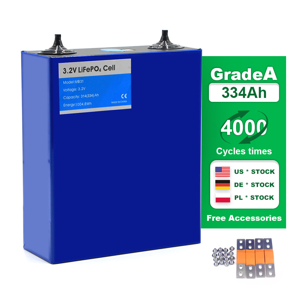 Europe Poland EVE 334Ah CYCLES 3.2V Lifepo4 Battery Battery Cells Home Solar Energy Battery Pack DDP Shipping MB31 314Ah