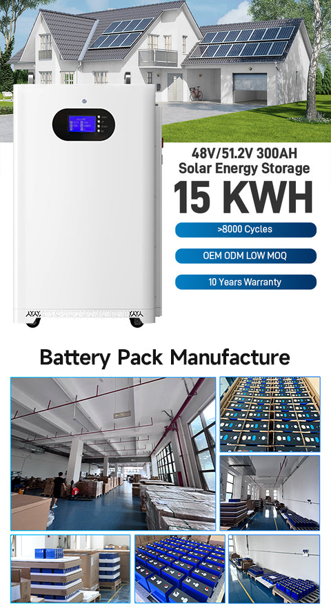 DIY Design 51.2V 300Ah Lithium Battery MPPT controller for solar power generation in households 15kwh smart BMS easy to install off-grid/connect