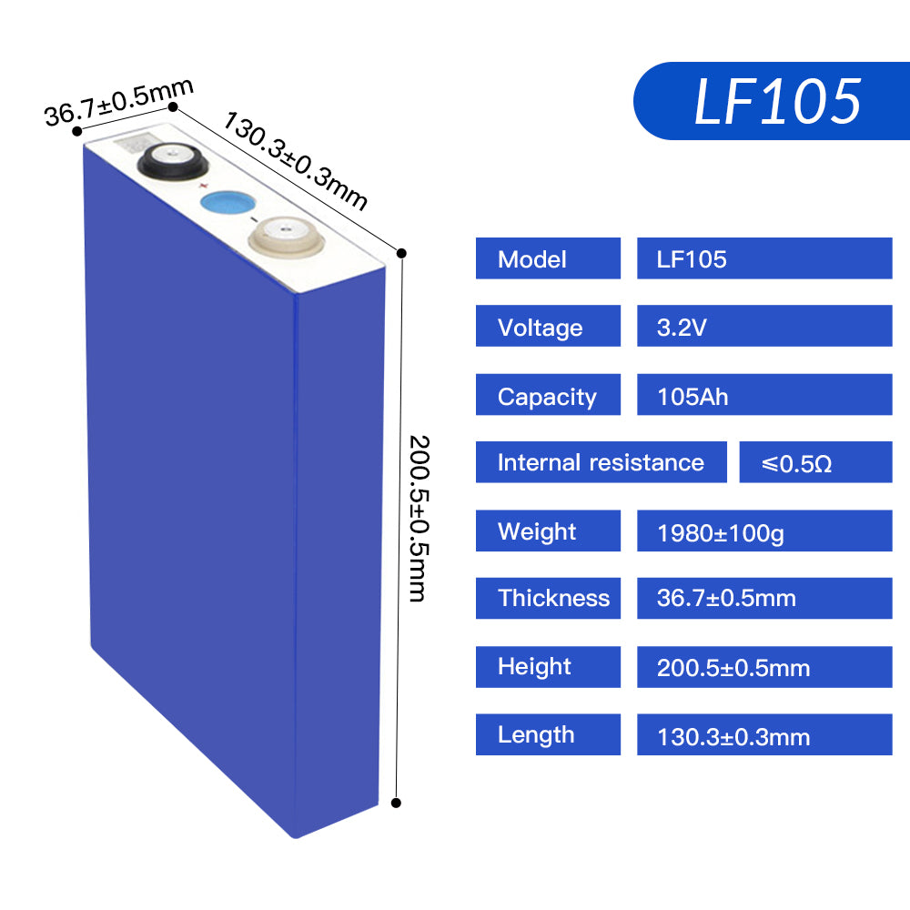 105Ah Lifepo4 Lfp 3.2v Cells Battery for Home Appliances Lithium Solar Battery 3.7V EV 105